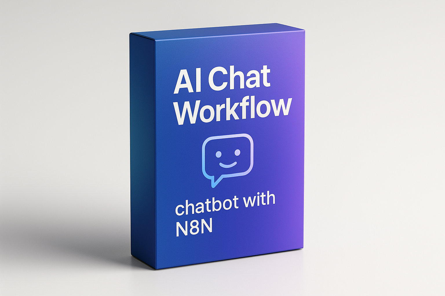 3d rendered product box written on it : " AI Chat Workflow - chatbot with N8N " very good design 